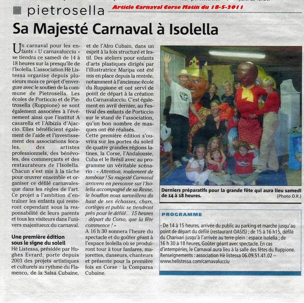 Article sur le carnaval à Isolella