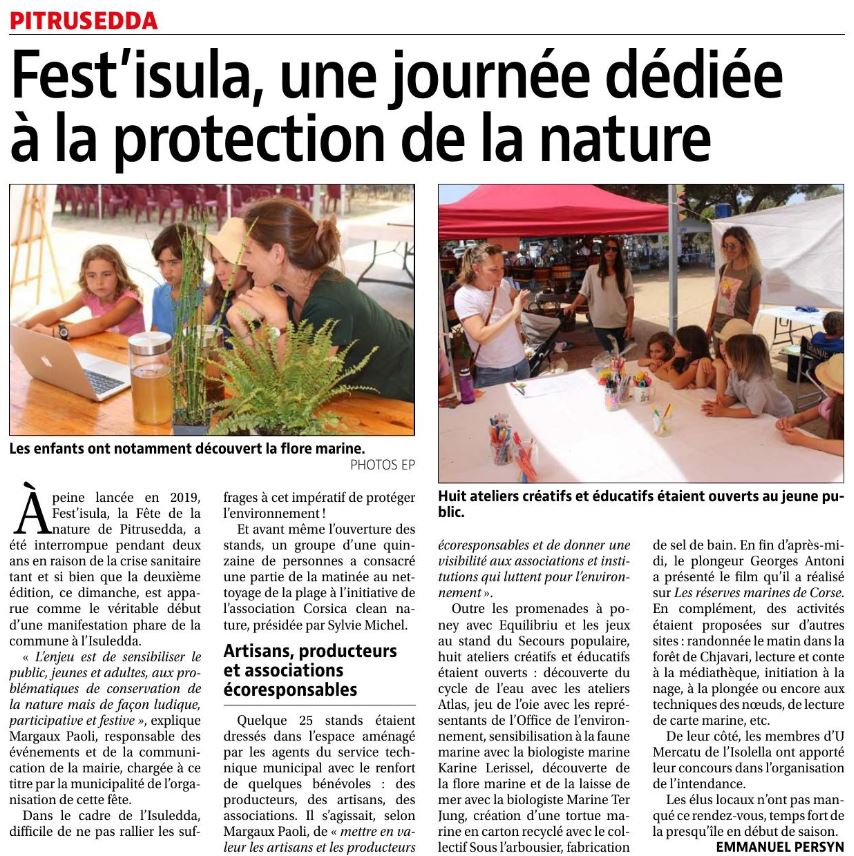 Retour sur "Fest'Isula 2022" dans Corse-matin