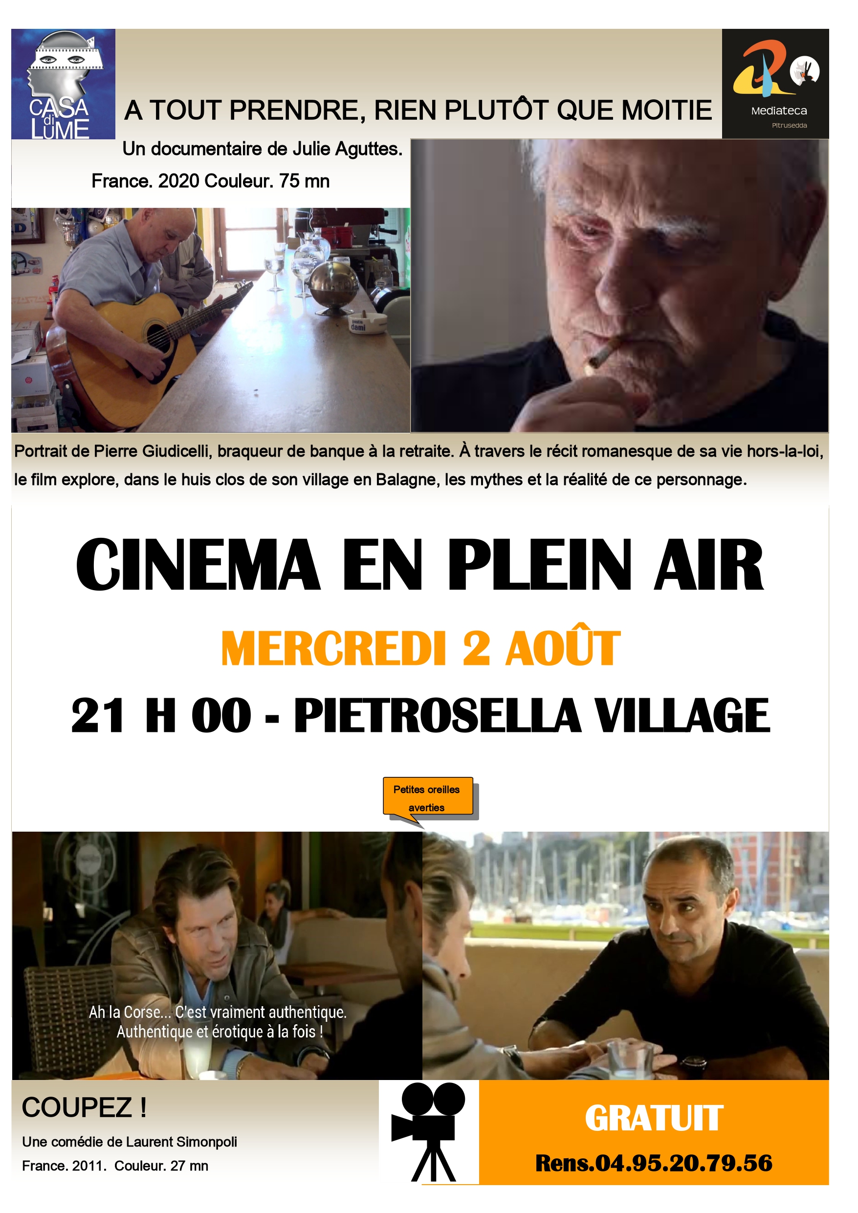 SINEMA IN PAESE : Cinéma en plein-air au village de Pitrusedda