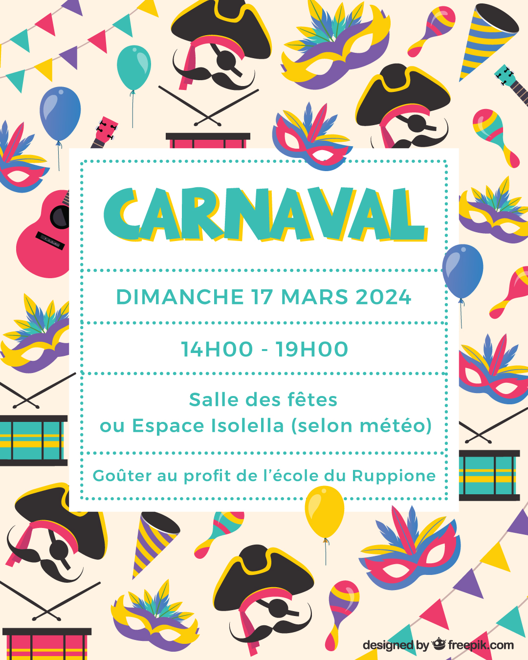 Carnaval de l'école - le 17 mars à l'Isolella