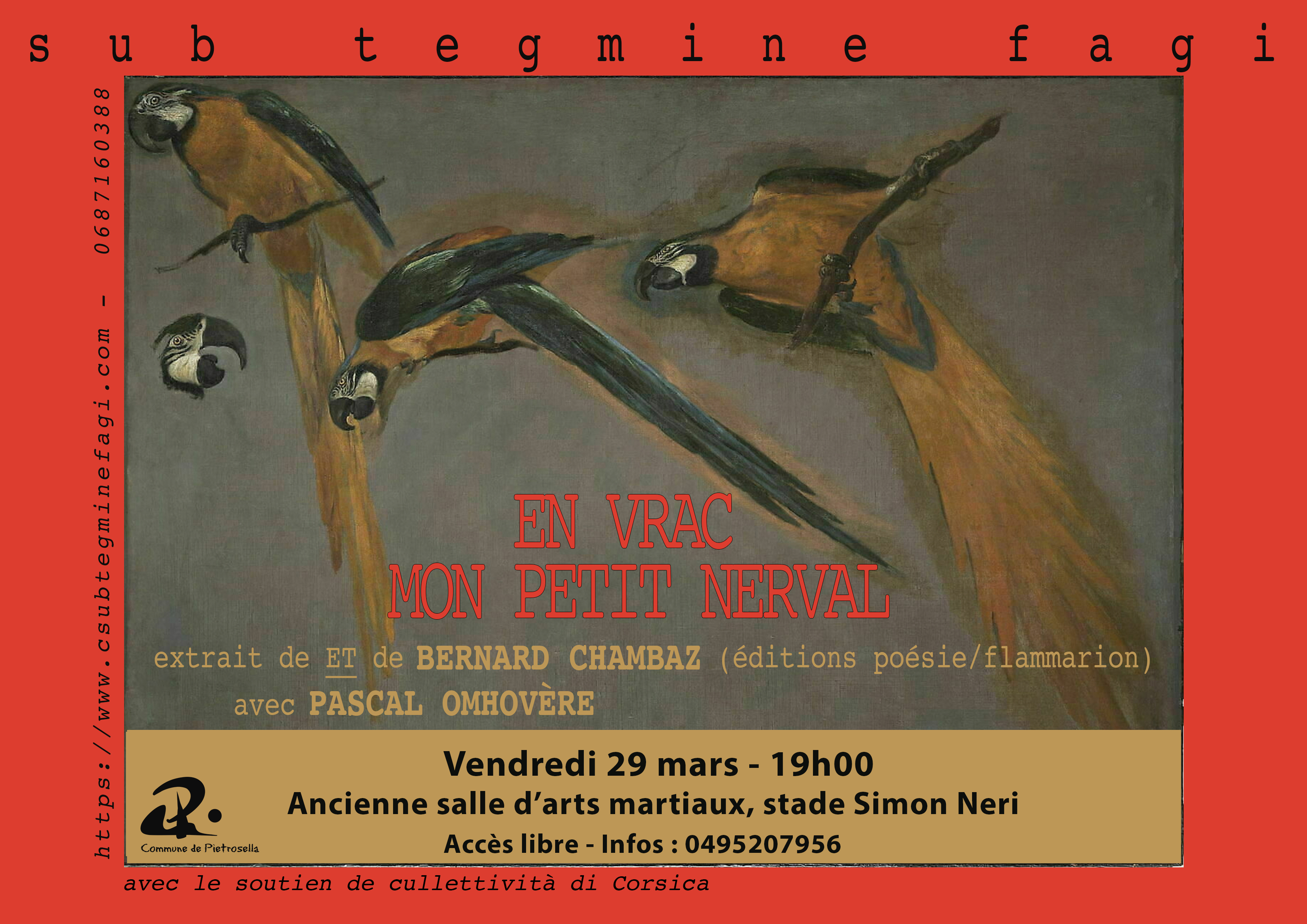 "En vrac, mon petit Nerval" - Lecture théâtralisée par Pascal Omhovère -Vendredi 29 mars - 19 h 00