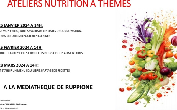 Programme des Ateliers nutrition par Mme Cianfarani (diététicienne)